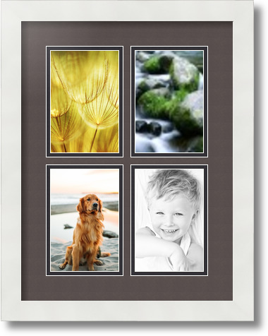 ArtToFrames Collage Mat Picture Photo Frame 4 4x6" Openings in Satin White 2