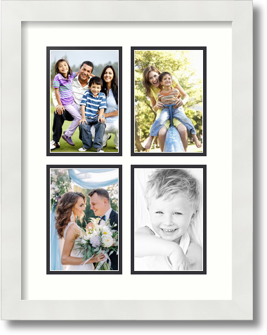 ArtToFrames Collage Mat Picture Photo Frame 4 4x6 Openings in Satin White  2