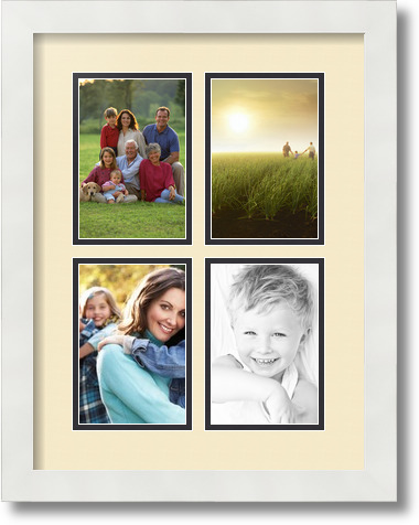 ArtToFrames Collage Mat Picture Photo Frame 4 4x6" Openings in Satin White 2