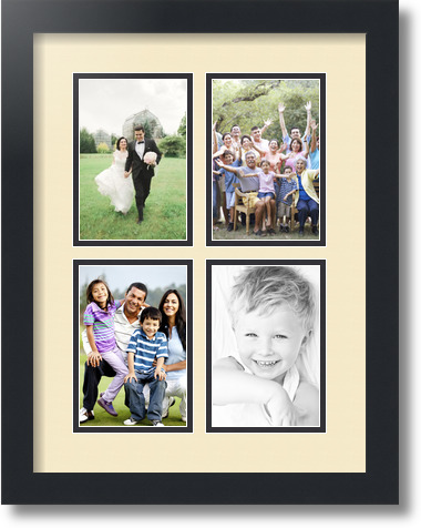 ArtToFrames Collage Photo Frame Double Mat with 2-6x10 Openings with Satin Black Frame and Liberty Blue mat.