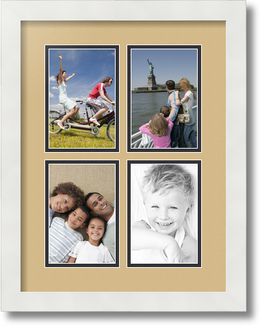 ArtToFrames Collage Mat Picture Photo Frame 4 4x6" Openings in Satin White 2