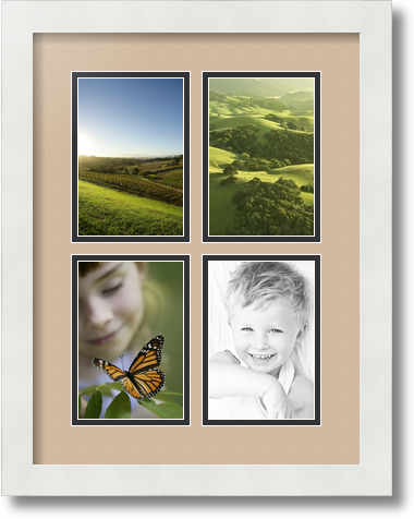 ArtToFrames Collage Mat Picture Photo Frame 4 4x6" Openings in Satin White 2