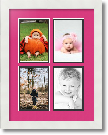 ArtToFrames Collage Mat Picture Photo Frame 4 4x6" Openings in Satin White 2