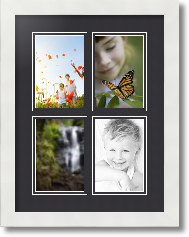 ArtToFrames Collage Mat Picture Photo Frame 4 4x6" Openings in Satin White 2