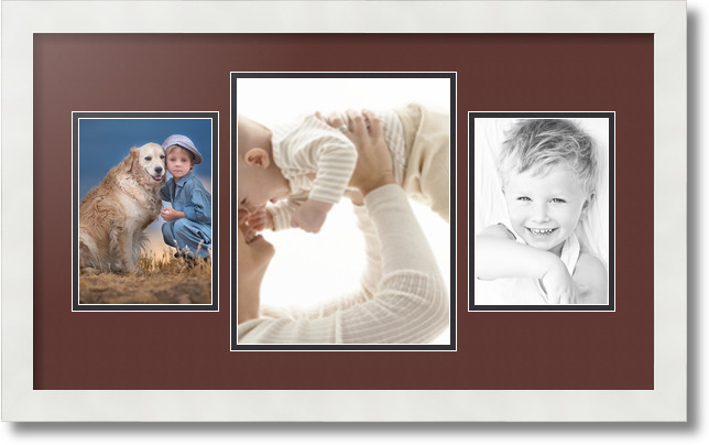 ArtToFrames Collage Mat Picture Photo Frame 3 Openings in Satin White 200