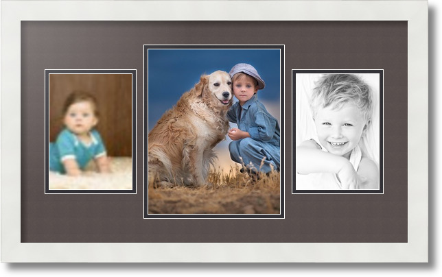 ArtToFrames Collage Mat Picture Photo Frame 3 Openings in Satin White 200