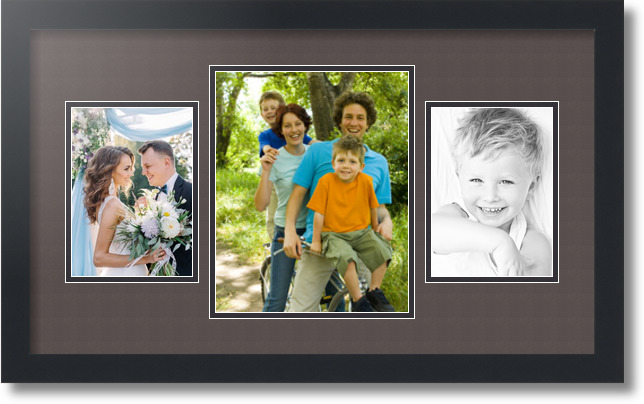 ArtToFrames Collage Mat Picture Photo Frame 3 Openings in Satin Black 200