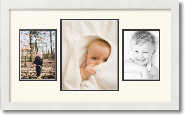 ArtToFrames Collage Mat Picture Photo Frame 3 Openings in Satin White 200