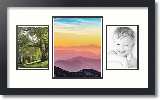 ArtToFrames Collage Mat Picture Photo Frame 3 Openings in Satin Black 200