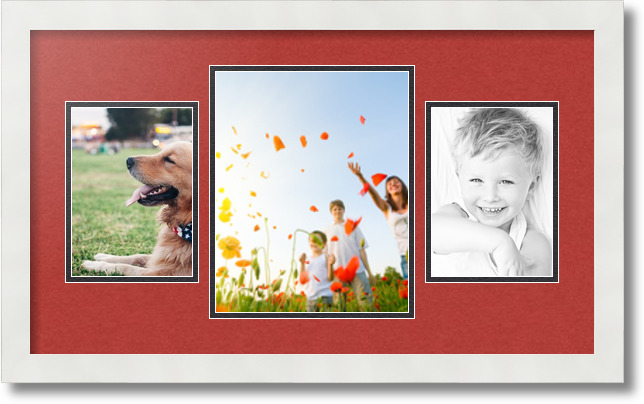 ArtToFrames Collage Mat Picture Photo Frame 3 Openings in Satin White 200