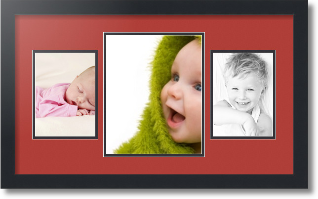 ArtToFrames Collage Mat Picture Photo Frame 3 Openings in Satin Black 200