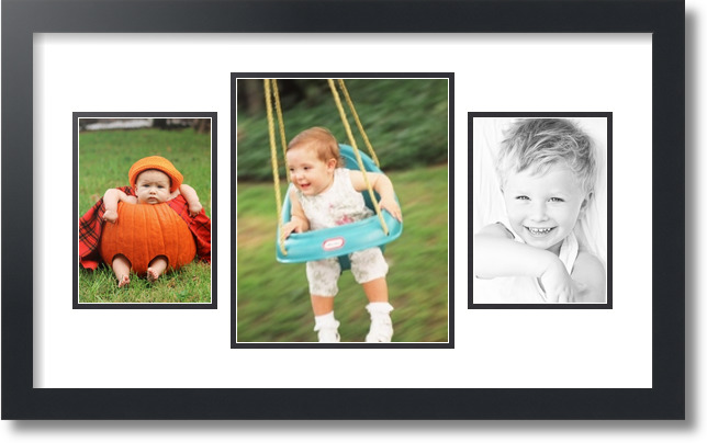 ArtToFrames Collage Mat Picture Photo Frame 3 Openings in Satin Black 200