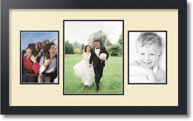 ArtToFrames Collage Mat Picture Photo Frame 3 Openings in Satin Black 200