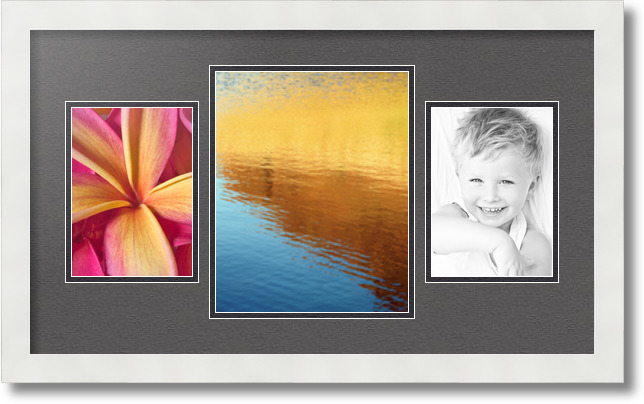 ArtToFrames Collage Mat Picture Photo Frame 3 Openings in Satin White 200