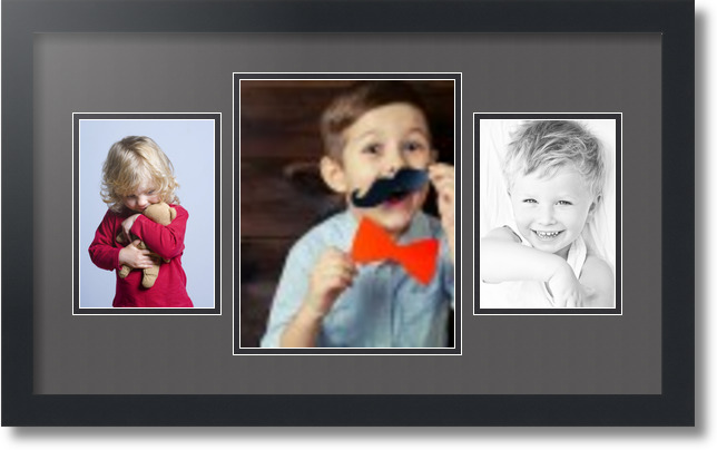 ArtToFrames Collage Mat Picture Photo Frame 3 Openings in Satin Black 200