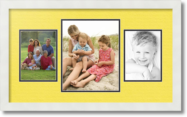 ArtToFrames Collage Mat Picture Photo Frame 3 Openings in Satin White 200