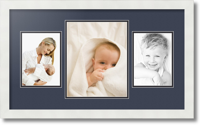 ArtToFrames Collage Mat Picture Photo Frame 3 Openings in Satin White 200