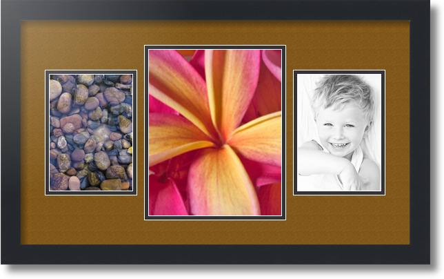 ArtToFrames Collage Mat Picture Photo Frame 3 Openings in Satin Black 200