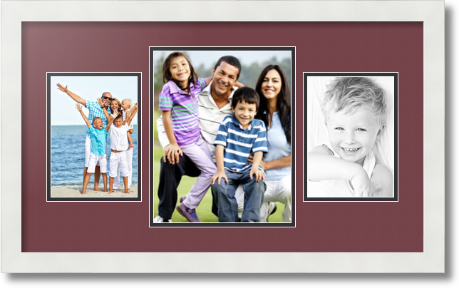 ArtToFrames Collage Mat Picture Photo Frame 3 Openings in Satin White 200