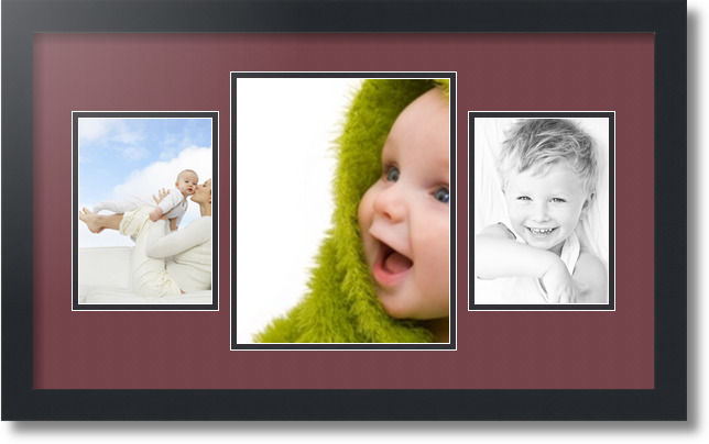 ArtToFrames Collage Mat Picture Photo Frame 3 Openings in Satin Black 200