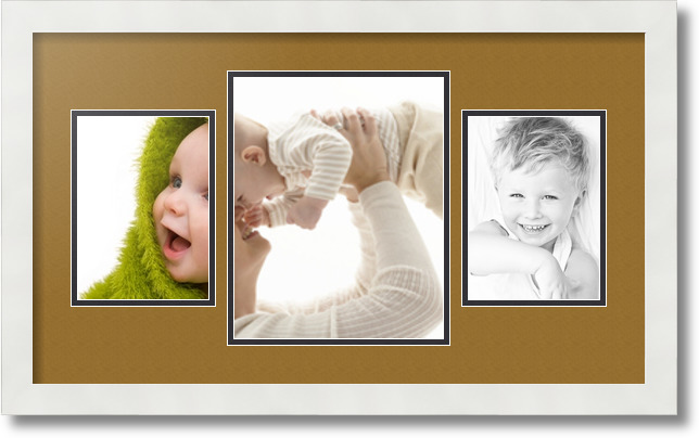 ArtToFrames Collage Mat Picture Photo Frame 3 Openings in Satin White 200