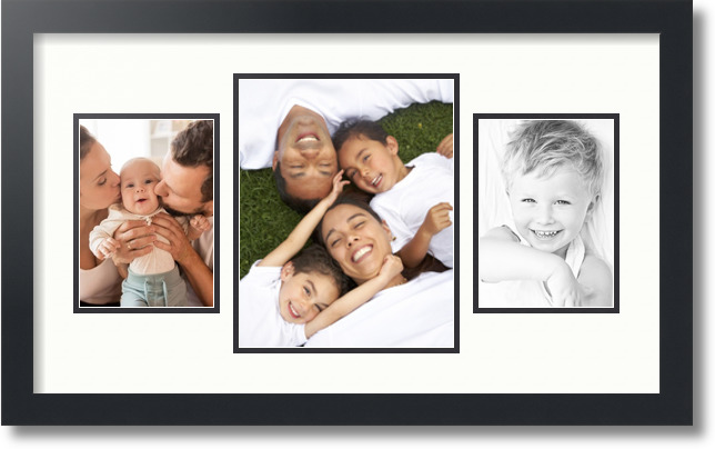 ArtToFrames Collage Mat Picture Photo Frame 3 Openings in Satin Black 200