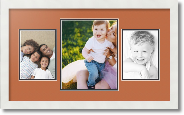 ArtToFrames Collage Mat Picture Photo Frame 3 Openings in Satin White 200