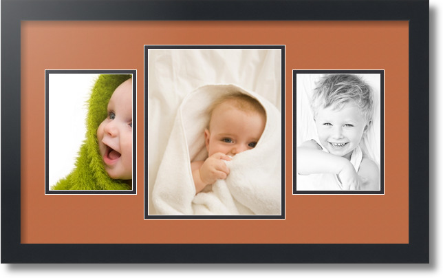 ArtToFrames Collage Mat Picture Photo Frame 3 Openings in Satin Black 200