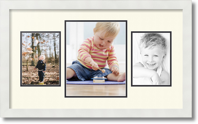 ArtToFrames Collage Mat Picture Photo Frame 3 Openings in Satin White 200