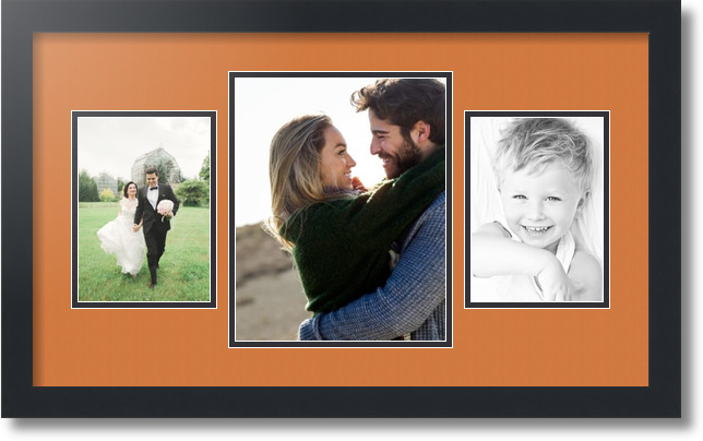 ArtToFrames Collage Mat Picture Photo Frame 3 Openings in Satin Black 200