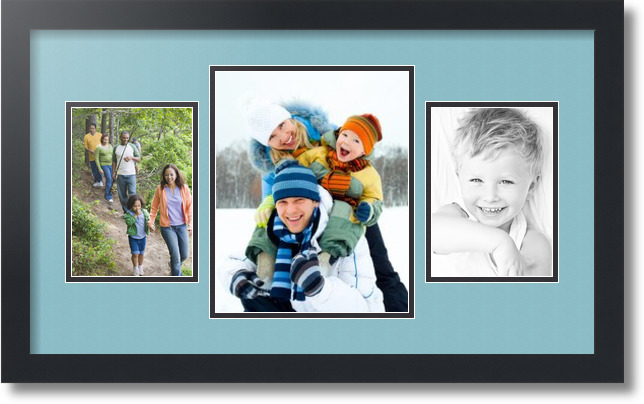 ArtToFrames Collage Mat Picture Photo Frame 3 Openings in Satin Black 200