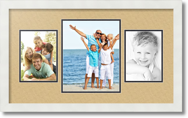 ArtToFrames Collage Mat Picture Photo Frame 3 Openings in Satin White 200