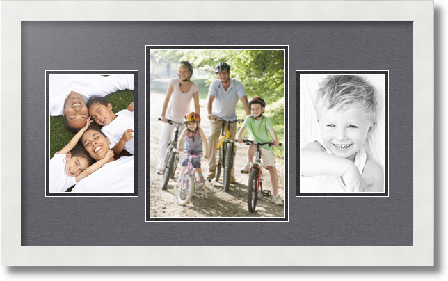 ArtToFrames Collage Mat Picture Photo Frame 3 Openings in Satin White 200