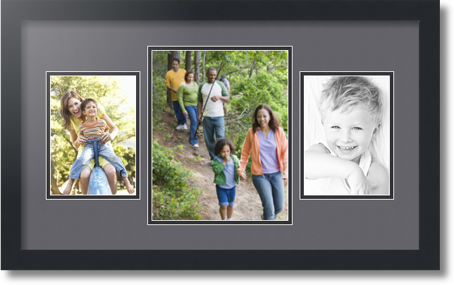 ArtToFrames Collage Mat Picture Photo Frame 3 Openings in Satin Black 200