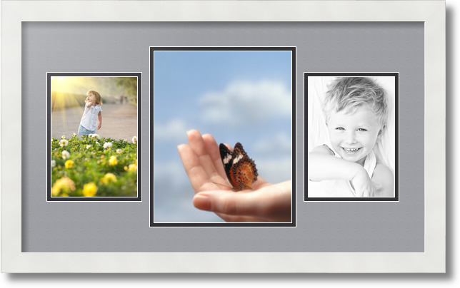 ArtToFrames Collage Mat Picture Photo Frame 3 Openings in Satin White 200