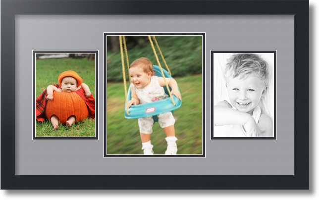 ArtToFrames Collage Mat Picture Photo Frame 3 Openings in Satin Black 200