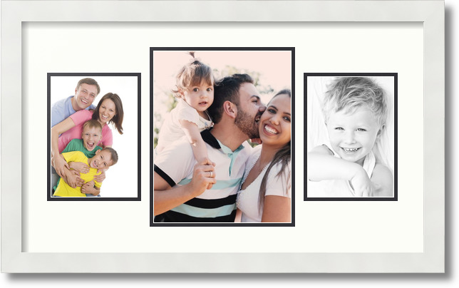 ArtToFrames Collage Mat Picture Photo Frame 3 Openings in Satin White 200