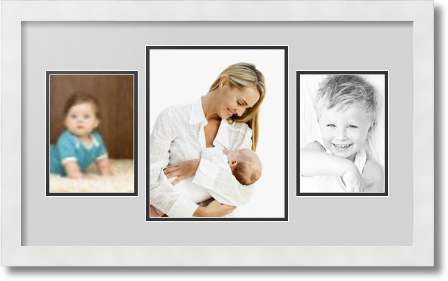 ArtToFrames Collage Mat Picture Photo Frame 3 Openings in Satin White 200