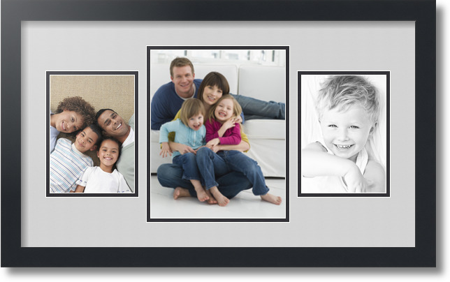 ArtToFrames Collage Mat Picture Photo Frame 3 Openings in Satin Black 200