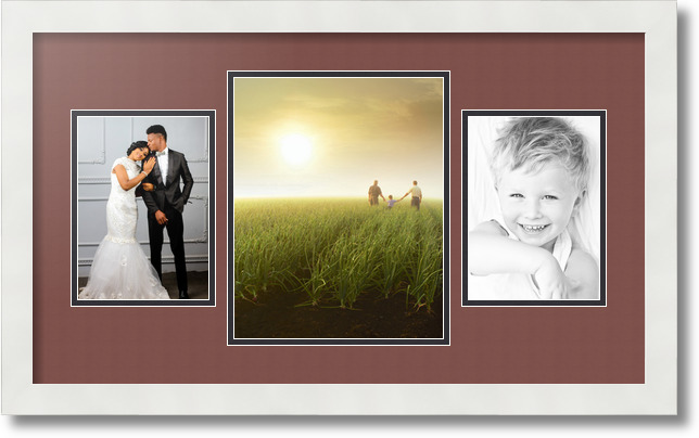 ArtToFrames Collage Mat Picture Photo Frame 3 Openings in Satin White 200