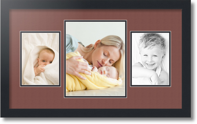 ArtToFrames Collage Mat Picture Photo Frame 3 Openings in Satin Black 200