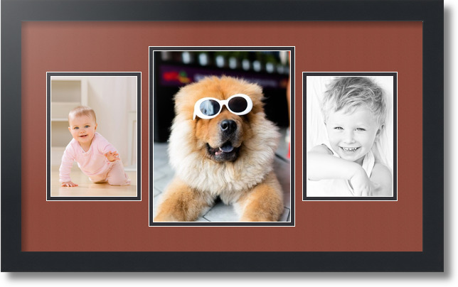 ArtToFrames Collage Mat Picture Photo Frame 3 Openings in Satin Black 200