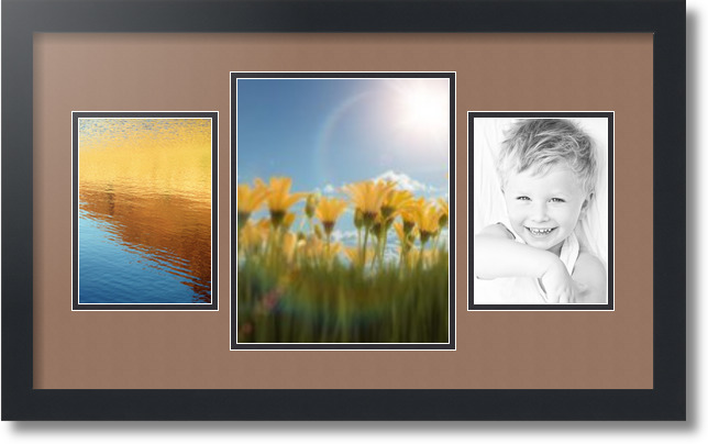 ArtToFrames Collage Mat Picture Photo Frame 3 Openings in Satin Black 200