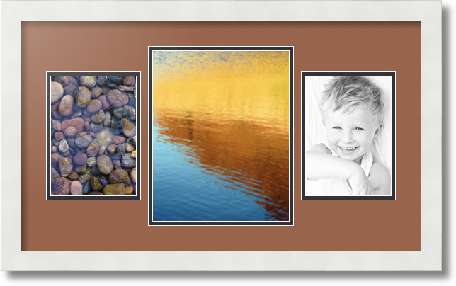 ArtToFrames Collage Mat Picture Photo Frame 3 Openings in Satin White 200