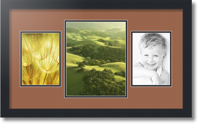 ArtToFrames Collage Mat Picture Photo Frame 3 Openings in Satin Black 200