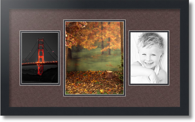 ArtToFrames Collage Mat Picture Photo Frame 3 Openings in Satin Black 200