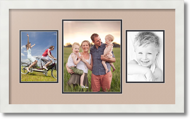 ArtToFrames Collage Mat Picture Photo Frame 3 Openings in Satin White 200