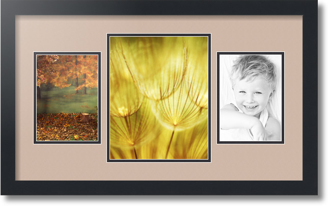 ArtToFrames Collage Mat Picture Photo Frame 3 Openings in Satin Black 200