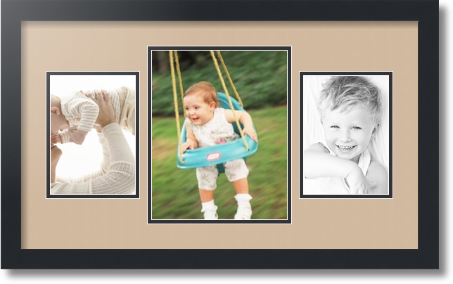 ArtToFrames Collage Mat Picture Photo Frame 3 Openings in Satin Black 200