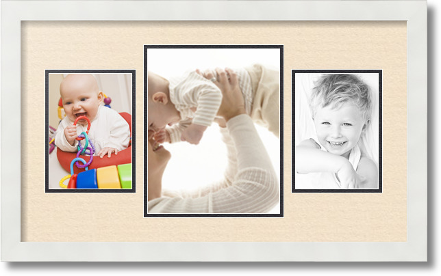 ArtToFrames Collage Mat Picture Photo Frame 3 Openings in Satin White 200